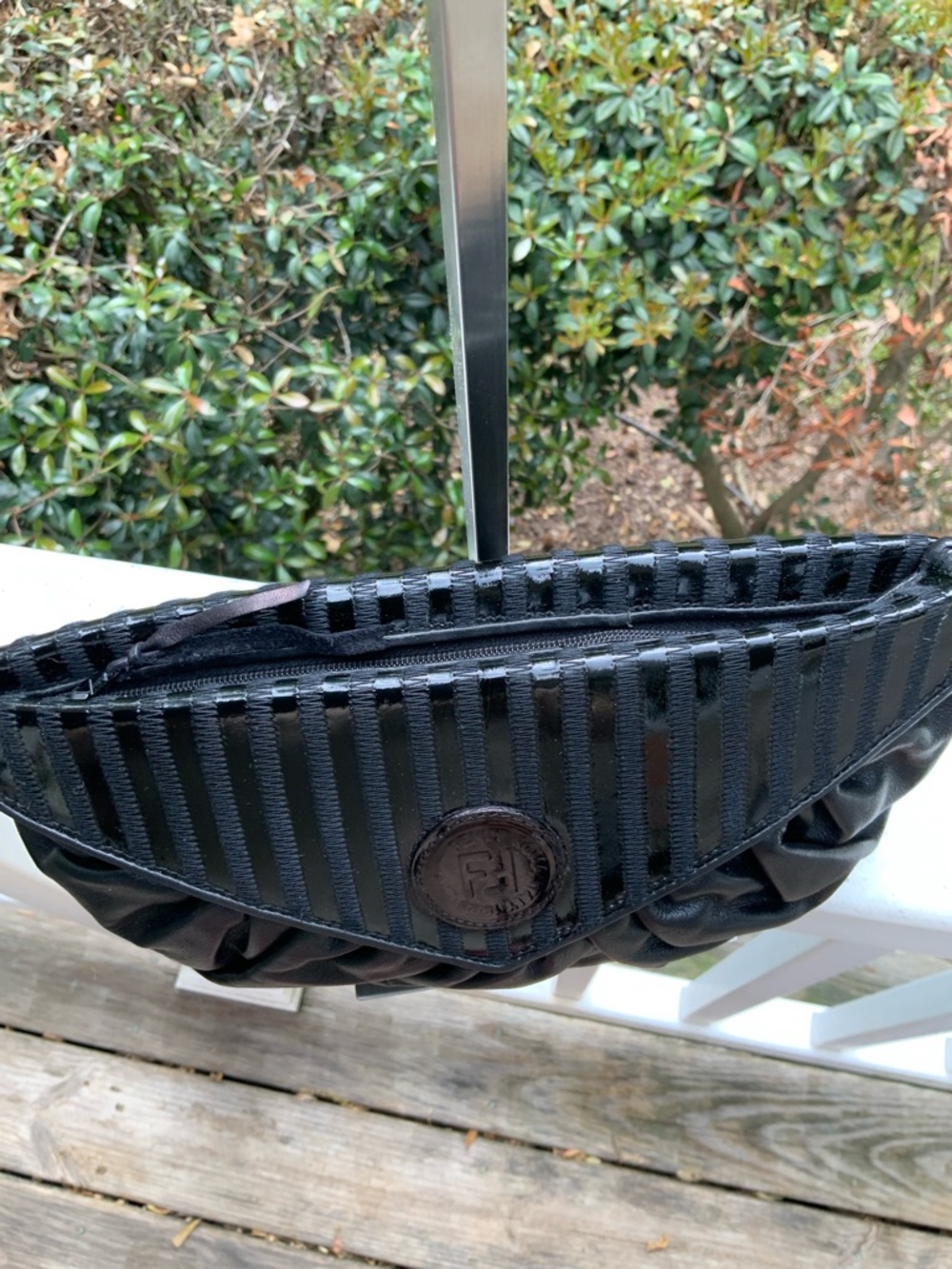 Fendi Rare Black VTG Leather Zippered Clutch with Logo Patch, COA and dust bag - Picture 5 of 16